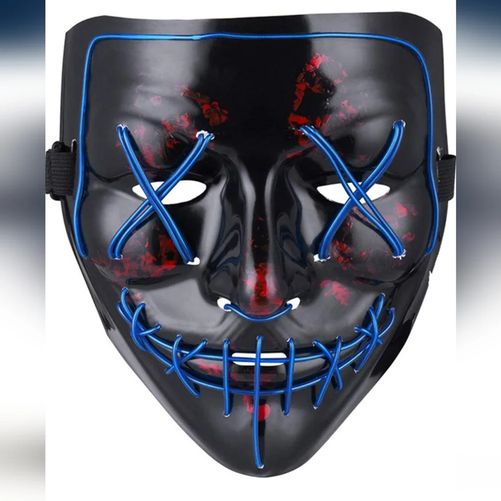 Black LED Halloween Mask with Blue